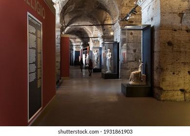 The Coliseum Museum Is Almost Empty Due To Covid 19 Pandemic. Rome, Italy, 03 04 2021