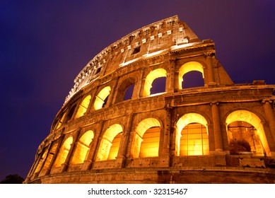 The Coliseum in Rome by night