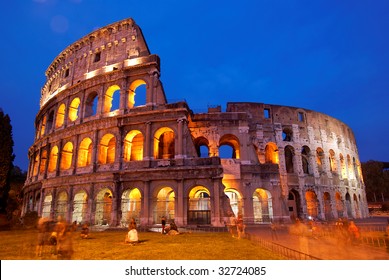 The Coliseum in Rome by night