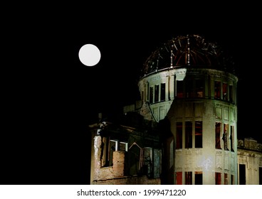 The Collaboration Between The Atomic Bomb Dome And Full Moon Is Wonderful.