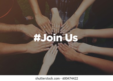 Collaboration Concept with text: Join Us - Powered by Shutterstock