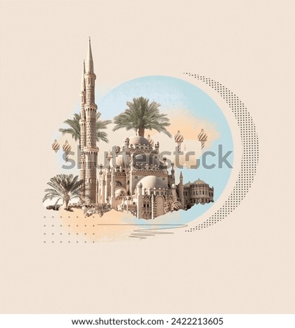 Collage about Sharm El Sheikh at Egypt with Mosque
