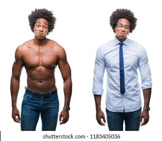 Collage African American Shirtless Business Man Stock Photo 1183405036 ...