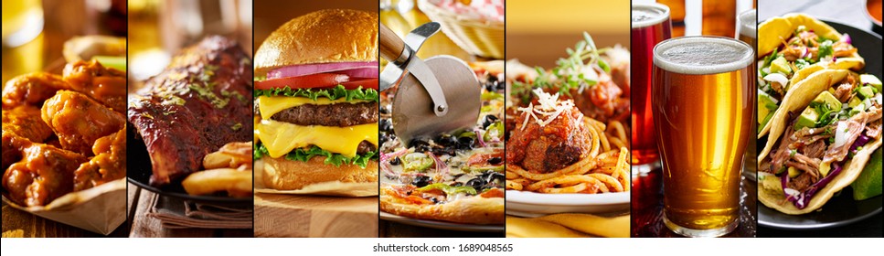 Collage Of American Restaurant Food Items