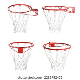 Collage of basketball hoop isolated on white, different sides - Powered by Shutterstock