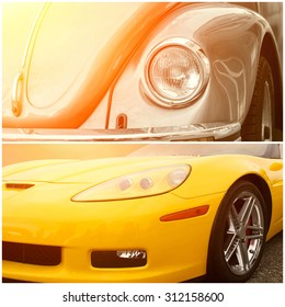 Collage Of Beautiful Sunny Part Of Luxury Cars Collage Of Beautiful Sunny Part Of Luxury Cars