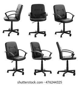 Collage Of Black Office Chair Isolated On White