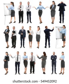 Collage Of Business People On White Background