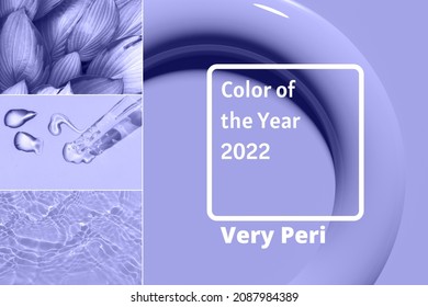 collage of color of the year 2022 trend inspiration with abstract background, leaves and pipette with text - Shutterstock ID 2087984389