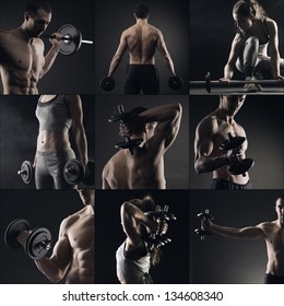 Collage of different bodybuilders images