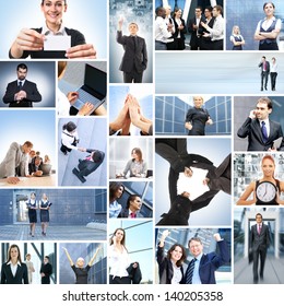 Collage With A Lot Of Different Business People Working Together