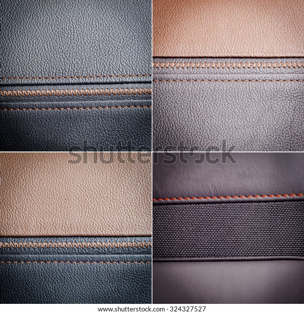 Collage of different designs of car leather seats\
combination witth\
stitch