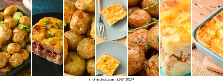 Collage With Different Dishes From Baked Potato