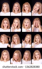 A Collage Of Different Emotions Of The Same Women