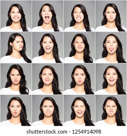 collage with different emotions in same young woman - Shutterstock ID 1254914098