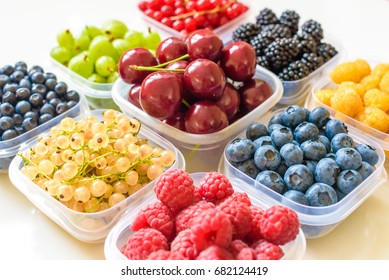 Collage Different Fruits Berries Isolated On Stock Photo 682124419 ...