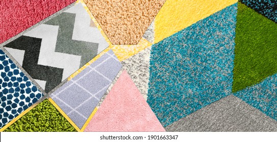 Collage with different soft carpets