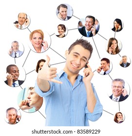 A Collage Of Diverse Business People Talking On The Phone