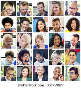 Collage Diverse Faces Group People Concept - Shutterstock ID 306959897