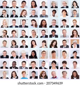 Collage Of Diverse Multiethnic Business People Smiling