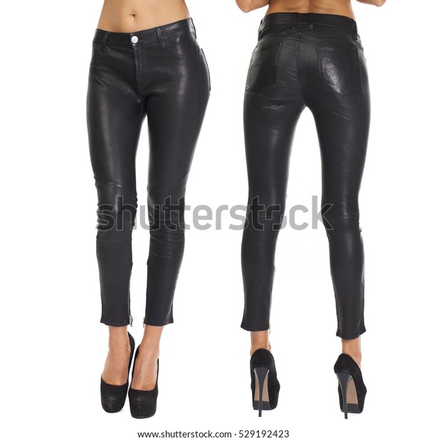 Collage Female Black Leather Pants Isolated Stock Photo (Edit Now ...