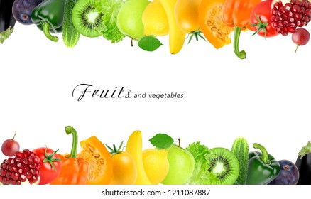 Collage Fruits Vegetables Fresh Food Concept Stock Photo 1211087887 ...