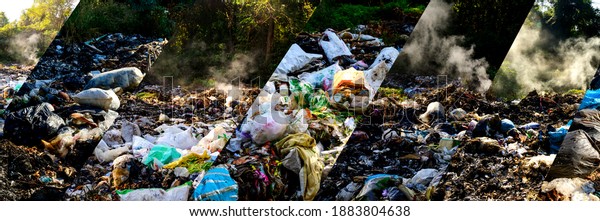 Collage Garbage Pollution Small Towns Incinerated Stock Photo ...