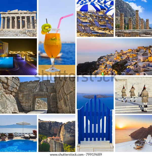 Collage Greece Travel Images Nature Tourism Stock Photo (Edit Now) 79919689