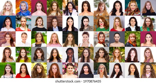 Collage Of Happy Beautiful Women Of Different Ages And Nationalities