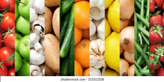 Collage Healthy Food Background Raw Fresh Stock Photo 313312328 ...