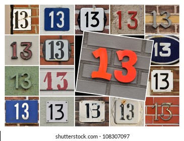 Collage House Numbers Of Prime Number Thirteen