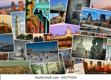 Collage of images from famous location in Montreal, Canada 