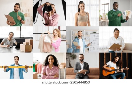 A collage of images showcases individuals engaged in a variety of professions. The diverse individuals represent a range of careers and settings. - Powered by Shutterstock