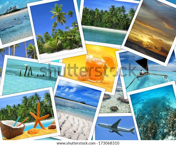 Collage Imagesof Tropical Travel Destinations Stock Photo 173068310 ...