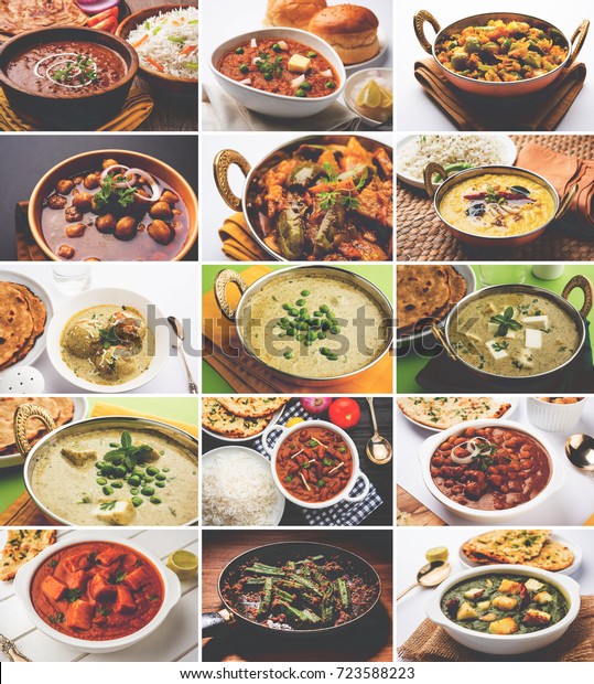 Collage Indian Popular Main Course Vegetable Stock Photo 723588223 ...