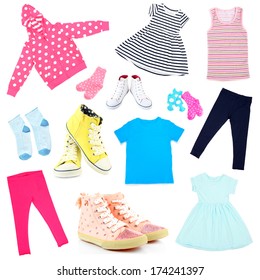 Collage Kids Clothing Isolated On White Stock Photo 174241397 ...