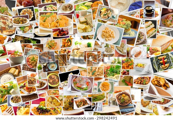 Collage Lots Popular Worldwide Dinner Foods Stock Photo 298242491 ...