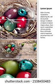 Collage Made Of Colorful Ester Table. Traditional Holidays Concept.
