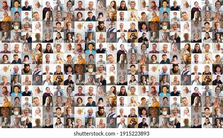 Collage with many business people portraits - Shutterstock ID 1915223893