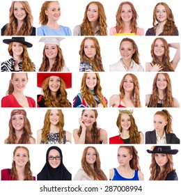 Collage Of Many Faces From Same Model