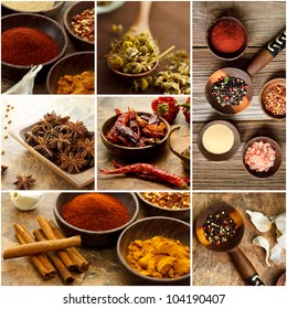 Collage of many Spices
