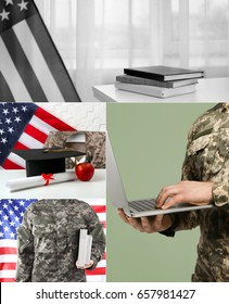 Collage for military education concept