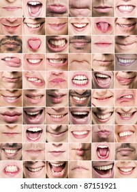 Collage Of Mouths With Different Expressions