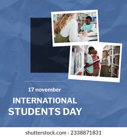Collage of multiracial students studying in library and 17 november, international students day text. Copy space childhood, composite, education, czech university, memorial and awareness concept. - Powered by Shutterstock