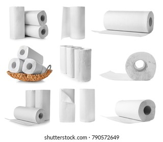 Collage Paper Towels On White Background Stock Photo 790572649 ...