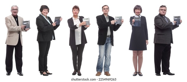 collage of people demonstrate calculator in hand isolated - Shutterstock ID 2254969263