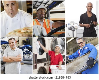 Collage of people with different occupations
