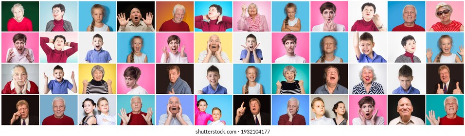 Collage from  people  on color background   - Shutterstock ID 1932104177