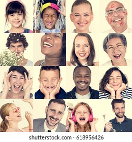 Collage People Smiling Cheerful Happiness Face Stock Photo 618956426 ...