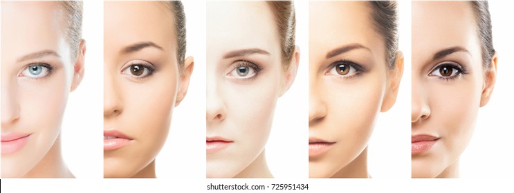 Collage Various Spa Female Portraits Face Stock Photo 688469137 ...